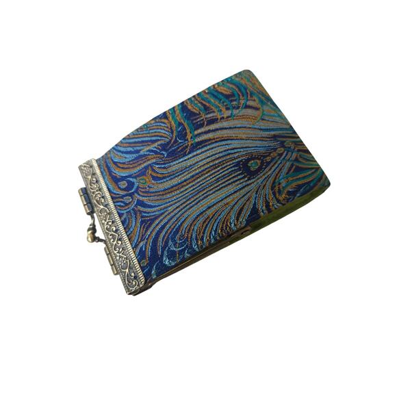 Cathayana Peacock Brocade Credit Card Holder Organizer Wallet Kisslock Closure - Picture 6 of 6